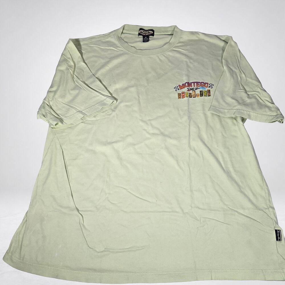 Montego Mon Mens L Tiki Bar Line Up Graphic T-Shirt Sage Green Cotton